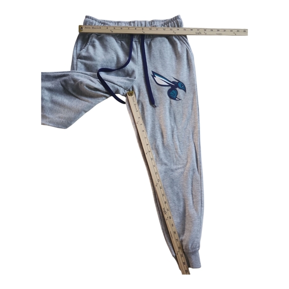 NBA Hornets Gray Sweatpants with Blue Lettering Small Joggers - Picture 3 of 4